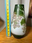 Gallé Signed Cameo Glass Vase with Grapevine Motif and Raised Signature