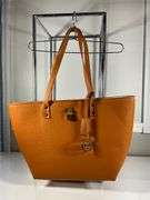 BCBG Camel Beige Tote with Lock Charm and Tag