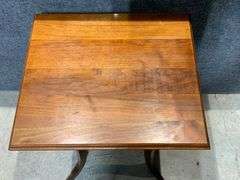 Solid Wood Side Table With Turned Legs and Bottom Shelf