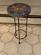 Mosaic Butterfly Accent Table with Metal Base