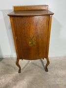 Vintage Wood Music Cabinet With Musical Motif and Interior Shelving