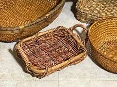 Five Woven Baskets in Various Styles and Sizes