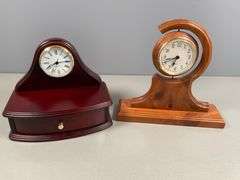 Battery-Operated Mantel Clocks with Wooden Bases