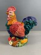 Colorful Ceramic Rooster-Shaped Cookie Jar by Collins Co