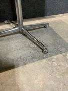 Adjustable Swivel Table with Wood Top and Chrome Base on Casters
