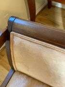 Wooden Loveseat Bench With Inlay Design and Upholstered Seat