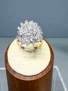 14k Gold and Diamond Cluster Ring, Size 10, 9.37 Grams