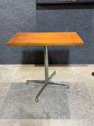 Adjustable Swivel Table with Wood Top and Chrome Base on Casters