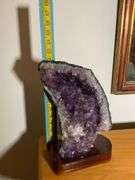 Amethyst Crystal Geode on Wooden Stand