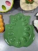 Five Ceramic Deviled Egg Plates with Various Designs