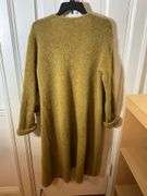 Eileen Fisher Long Cardigan in Mustard Wool Blend, Size L/XL