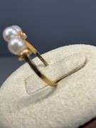 14K Gold Ring with Three Pearls, Size 6