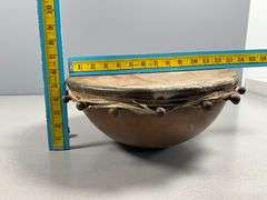 Mid-Century Native-Inspired Copper and Natural Hide Hand Drum