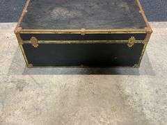 Vintage-Style Black Trunk With Metal Hardware