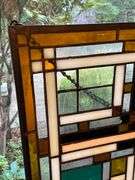 Stained Glass Panel With Geometric Design in Multicolor Glass