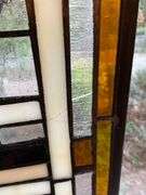 Stained Glass Panel With Geometric Design in Multicolor Glass