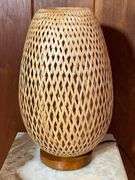 Woven Rattan Table Lamp with Wooden Base