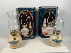 Lamplight Victoria Rose Oil Lamps with Original Boxes