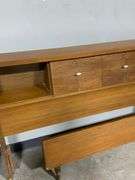 MCM Full-Size Wooden Headboard with Storage and Footboard