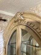 Ornate Wood and Glass Display Cabinet With Arch Top and Interior Lighting
