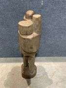 Barefoot Traveler Hand-Carved Wooden Statue of Man Carrying Baskets