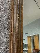 Arched Wooden Wall Mirror with Carved Lion Head Detail