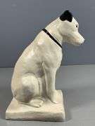 Victor Ceramic Dog Figurine With Black Collar and Ear Accents