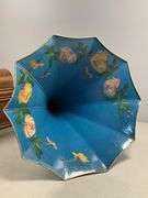 Edison Home Phonograph Standard D with Painted Floral Horn, Circa 1908