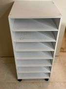 White Freestanding Sorter Shelf Unit with Casters