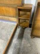 1953 MCM Chinchilla Full Size Bed Frame with Headboard, Footboard, and Side Rails