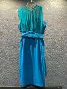 1950s Sleeveless Teal Cocktail Dress with Sheer Overlay