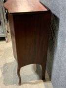 Larkin 1920s Mahogany-Finished Wooden Music Cabinet with Curved Legs and Single Door