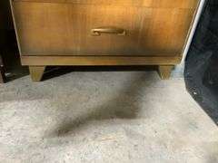 1953 MCM Chinchilla 4 Drawer Chest with Brass Colored Handles