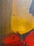Abstract Painting of Matador in Dark Wood Frame With Gold Inner Lip