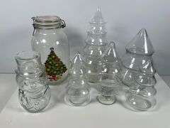 Glass Christmas-Themed Jars and Containers