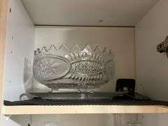 Clear and Etched Glass Tableware and Decorative Pieces