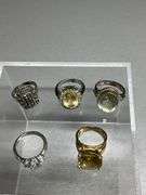 Five Marked 925 Rings with Various Sizes and Stones