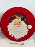 Christmas Themed Ceramic Serveware Including Santa Plates, Glass Bowl, and More