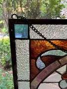 Stained Glass Window Panel with Multicolor Floral Design