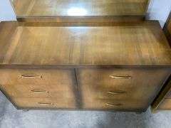 1953 MCM Chinchilla Six-Drawer Dresser with Beveled Mirror
