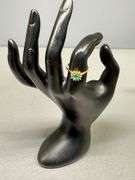 18K Yellow Gold Ring with Emerald and Diamond Accents