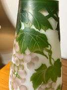 Gallé Signed Cameo Glass Vase with Grapevine Motif and Raised Signature