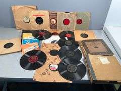 Over 30 Vintage 78 RPM Records with Assorted Labels and Sleeves