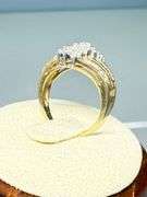 14K Gold Cluster Diamond Ring with Three-Band Design