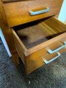 Three-Drawer Wooden Chest With Metallic Handles