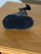 Bronze Dog Figurine Holding Duck