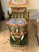 Ceramic Elephant Garden Stool with Painted Detailing