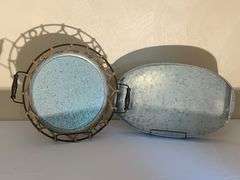 Two Galvanized Metal Trays with Handles