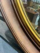Oval Wall Mirror with Wood Frame and Gold Inner Trim