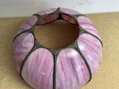 Pink Slag Glass Lamp Shade with Petal Design and Detailing